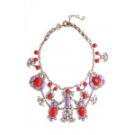 Imara Color-blocked Floral Bloom Crystal Net Bib Necklace 